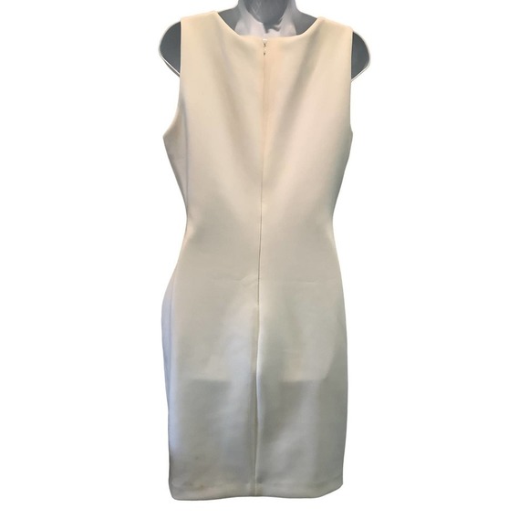CALVIN KLEIN EMBELLISHED SCUBA  CREAM SLEEVELESS SHEATH DRESS 10 NWT - Picture 5 of 9